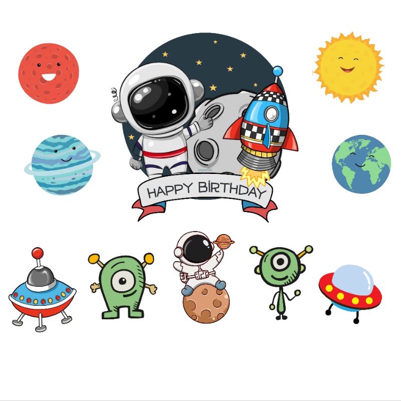cake topper hiasan kue ASTRONOT "A" /LUAR ANGKASA/SPACE
