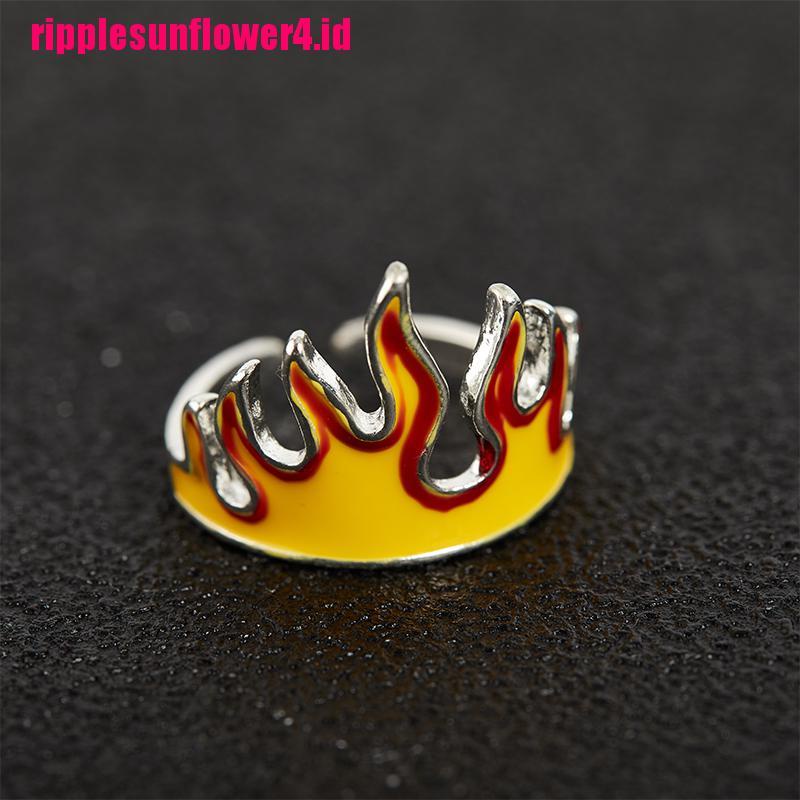 Cincin Desain Api Gaya Punk Hip Hop Untuk Pria Dan Wanita