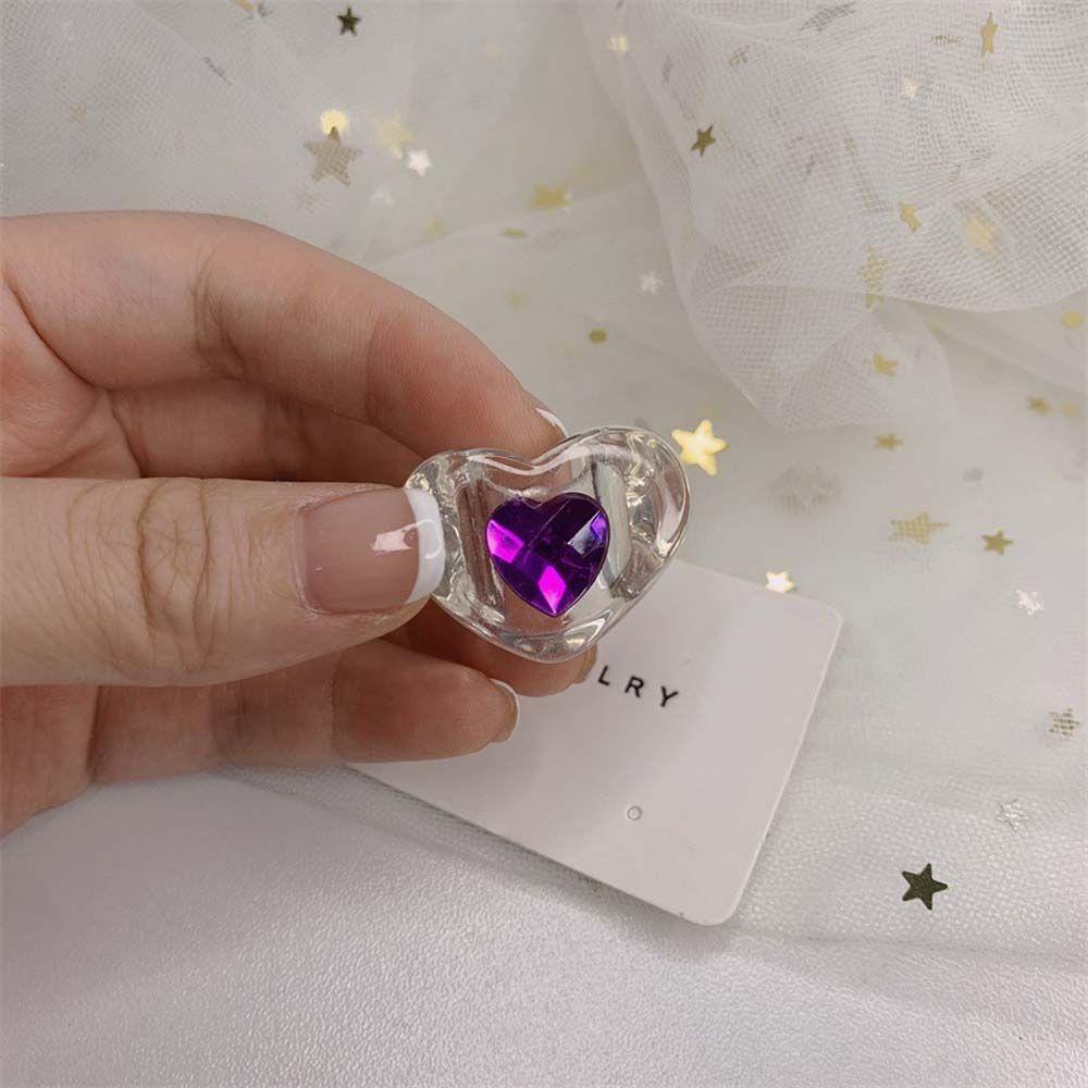 Mxbeauty Cincin Resin Tren Geometris Wanita Cinta Berlian Korea Perhiasan Fashion