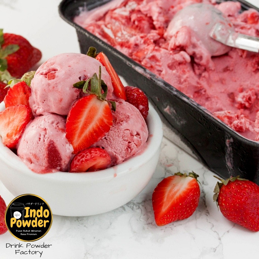 Strawberry HARD ICE CREAM Powder 1Kg / Bubuk Ice Cream Strawberry 1Kg