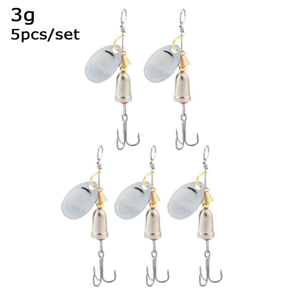 Preva 5 Pcs Berputar Sequin Umpan Tembaga Treble Hook Trout Umpan Pancing Sequin Bait