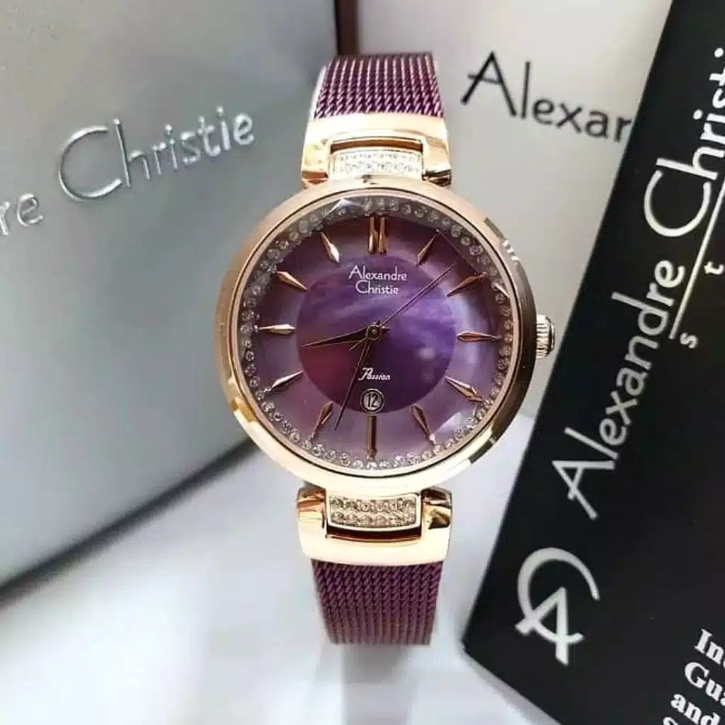 AC alexandre Christie AC 2756  wanita original stainless steel ungu rosegold