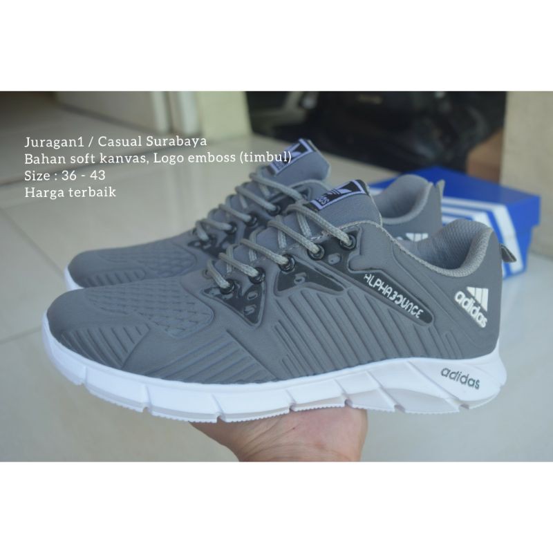 HARGA TERBAIK !!! Sepatu Sport Adidas Alpabon Abu - Cowok Cewek