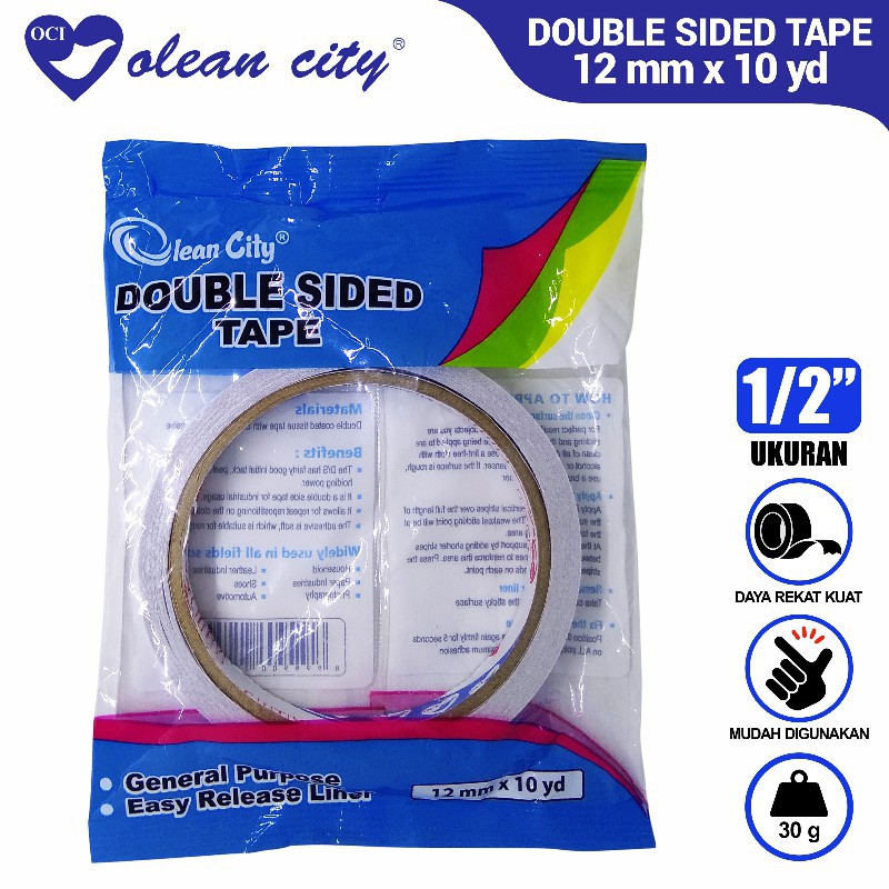 

[PCS] OLEAN CITY / OCI DOUBLE TAPE 12 MM / 0.5X10 SOLASI ISOLASI DOUBLE SIDE TAPE*
