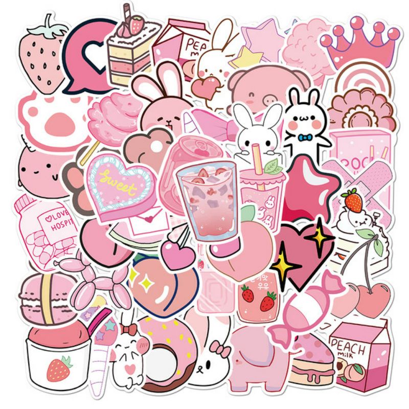 

STIKER PACK COLOR PINK STYLE 260021- STIKER AESTHETIC KEREN IMUT LAPTOP, AKSESORIS HP, MOTIF, HELM, TUMBLER, KOPER, KULKAS