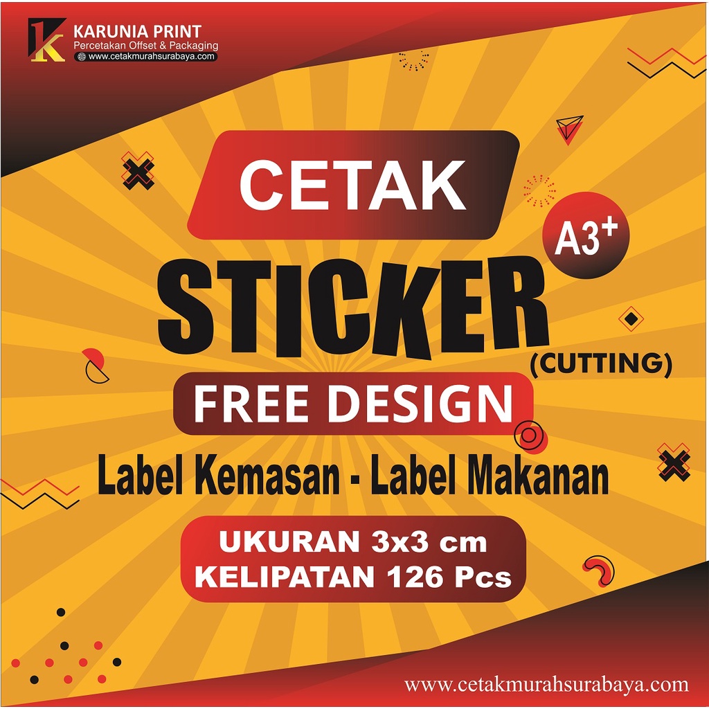 

Print Cetak Sticker Label Stiker Chromo A3+ Cutting Grosir Murah 3 cm