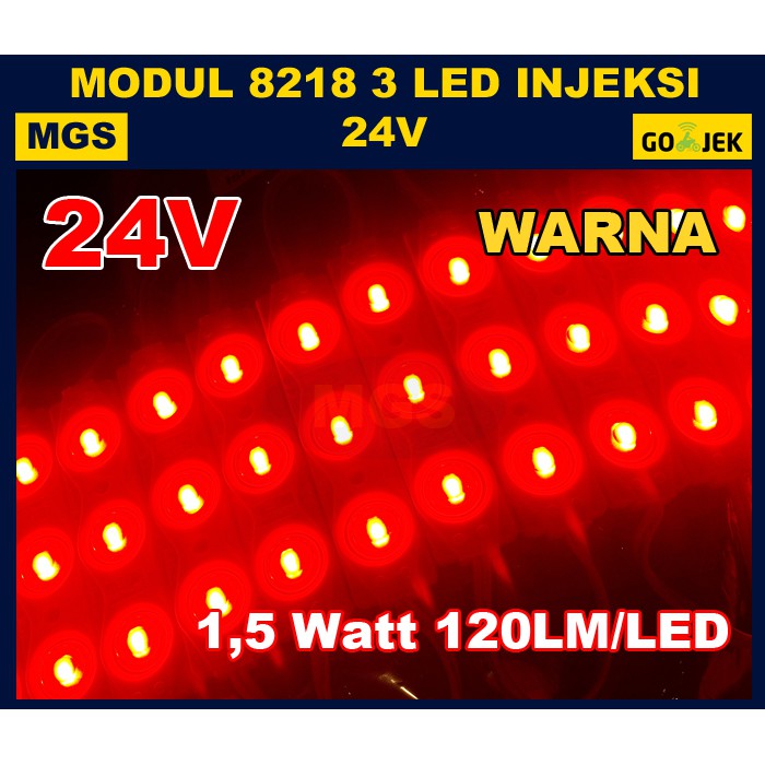 100PCS Modul 5630 3 LED + Lensa Tipe 8218 24V WARNA