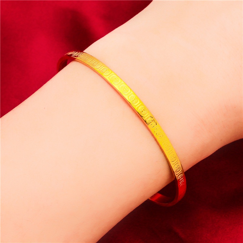 Goldkingdom Perhiasan Fashion Emas Asli Kadar 375 Bangkok Aksesoris Ready Stock Wanita Gelombang Bergelombang Gelang Lapis Emas Halus Gelang