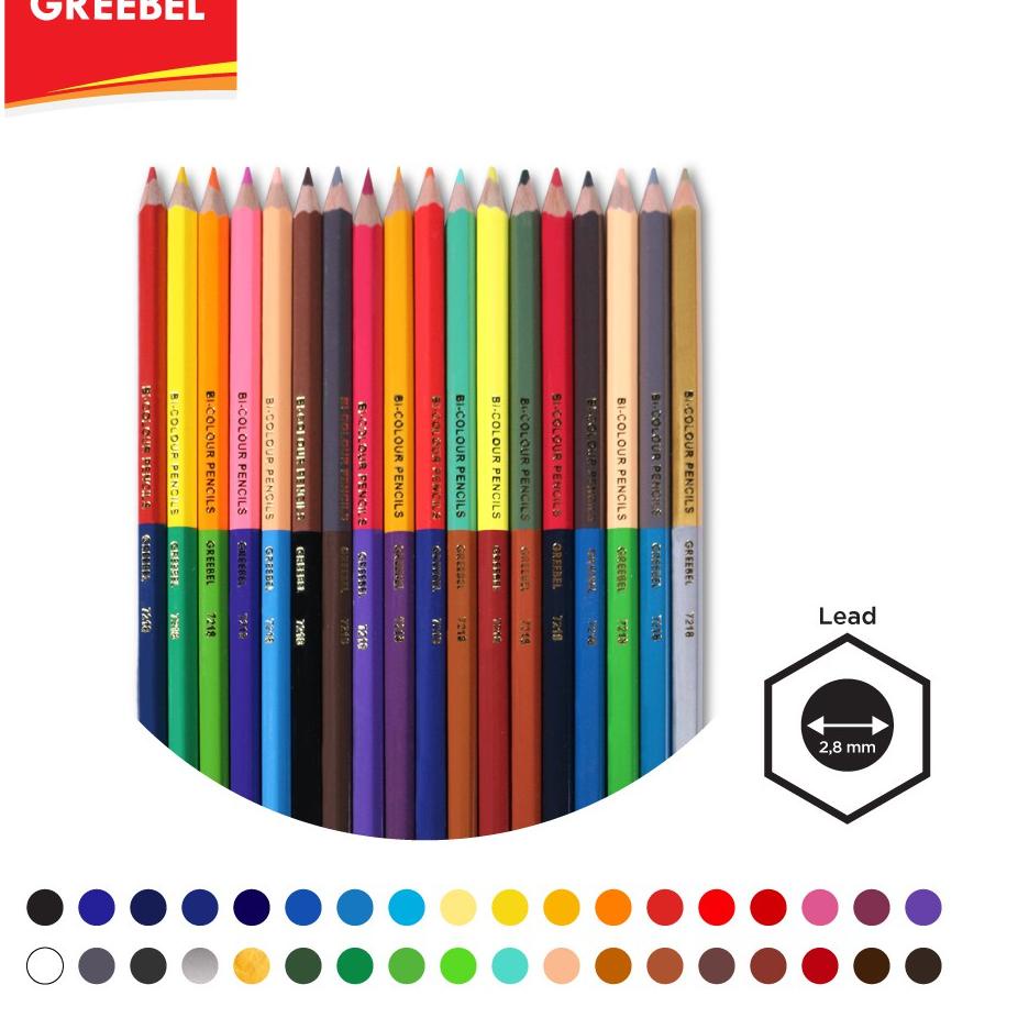 

Paling Dicari GREEBEL Pensil Warna Bi-Colour Pencils 18 pcs (36 Warna) 7218