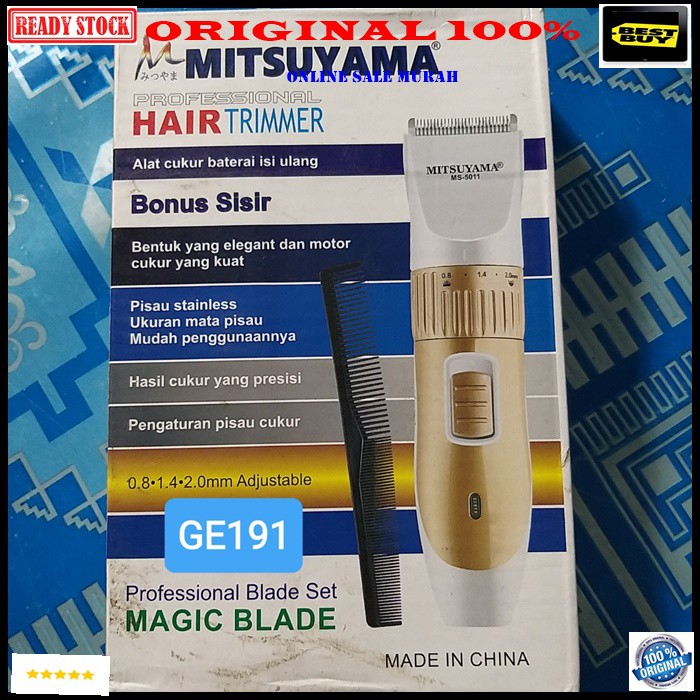 G191 Mitsuyama original 100% Alat Cukur rambut mesin potong hair cut professional portable cas casan charge baterai bulu kumis jenggot baterry pisau trimer clipper pemotong pemangkas Pangkas mini slim  Bisa sambil colok menggunakannya  BISA BUAT SEGALA MA