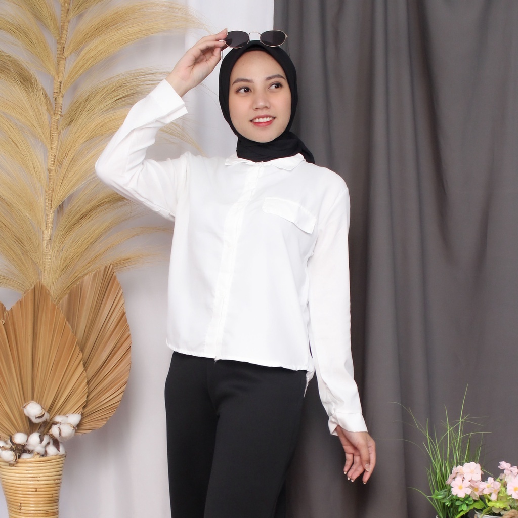 RX Fashion - Kemeja Fatasya I Kemeja Madania I KEMEJA KYOKO  -R3-PUTIH