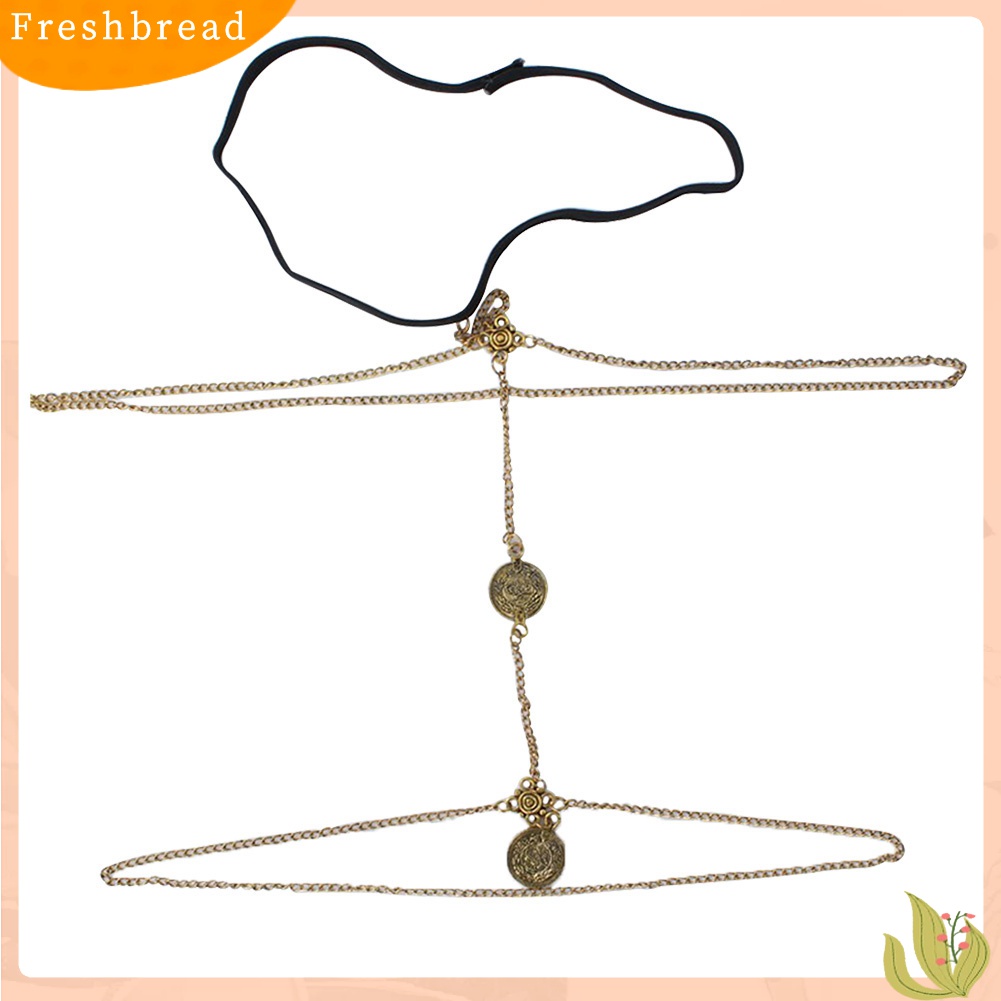 Fresh| Kalung Rantai Paha Wanita Model Harness Multilapis Aksen Tassel Gaya Retro Sexy