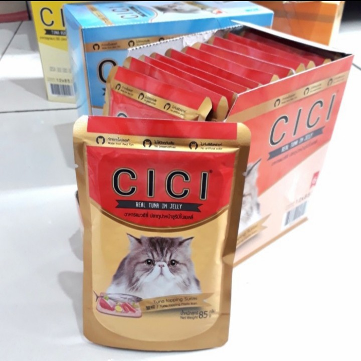 ( 12pouch ) Cici Pouch Adult Tuna Topping Surimi 85gr - Cat Food