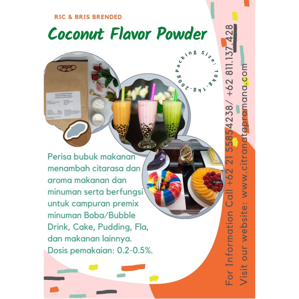 

BURUAN BELI - COCONUT FLAVOR POWDER ; PERISA KELAPA : BEVERAGE MAKANAN DAN MINUMAN - 1 KG