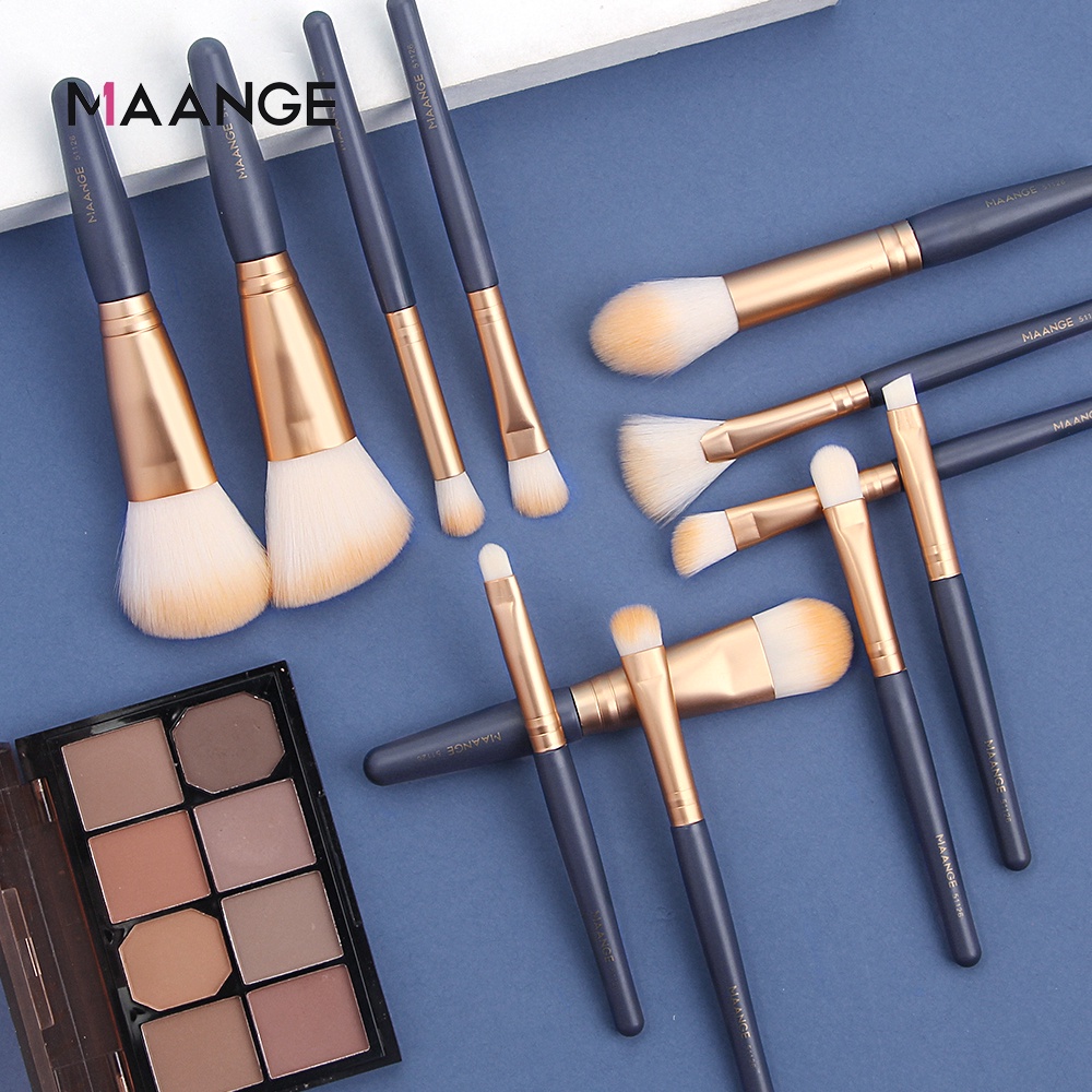 MAANGE 12Pcs Makeup Brushes Beginner Makeup Brush Set High Quality Super Soft Fluffy Nylon Brush