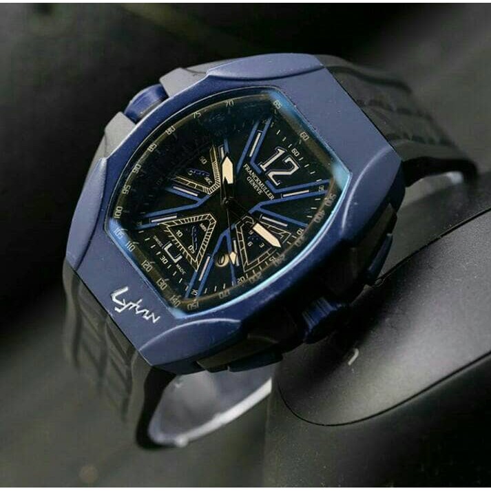 jam tangan pria frank muller jtr 1022 black plat blue