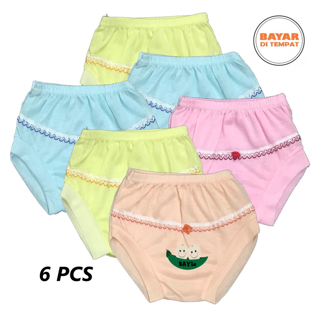 BAYIe - 6 Pcs Celana Segitiga Bayi Perempuan motif Renda BILLAH umur 0-6 bulan/celana kodok Murah