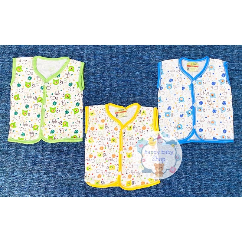 3PCS Baju Bayi tangan Kutung Saffenda Bis katun SNI | baju kutung bayi murah | Baju anak grosir