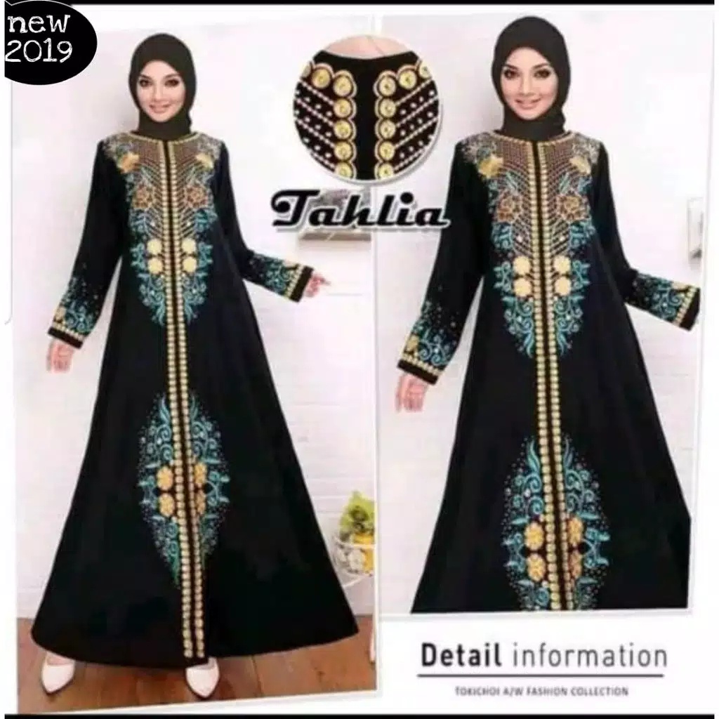 Trijaya . new abaya gamis maxi .gamis abaya hitam dress arab saudi bordir busui fit L dan XXL