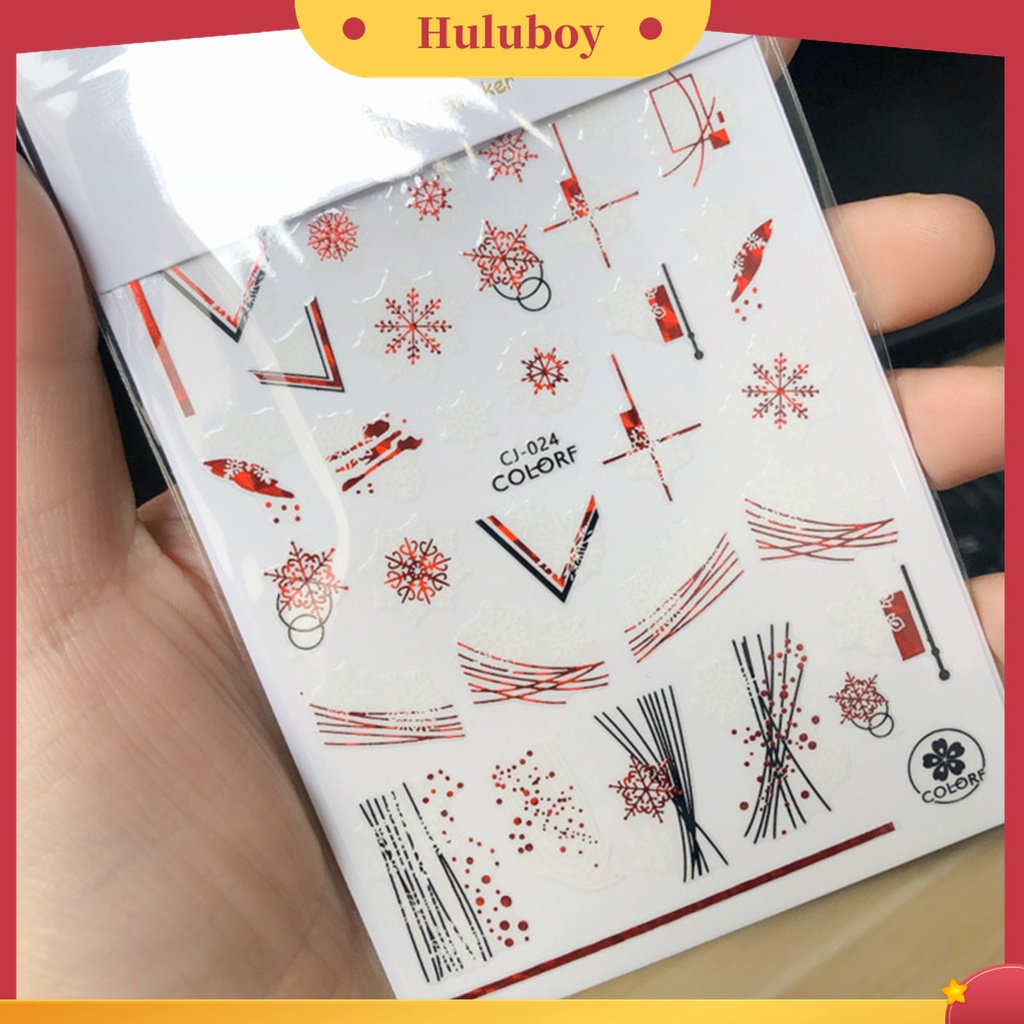 Huluboy Huluboy♡ Stiker Kuku Motif Snowflake Natal Untuk Manicure