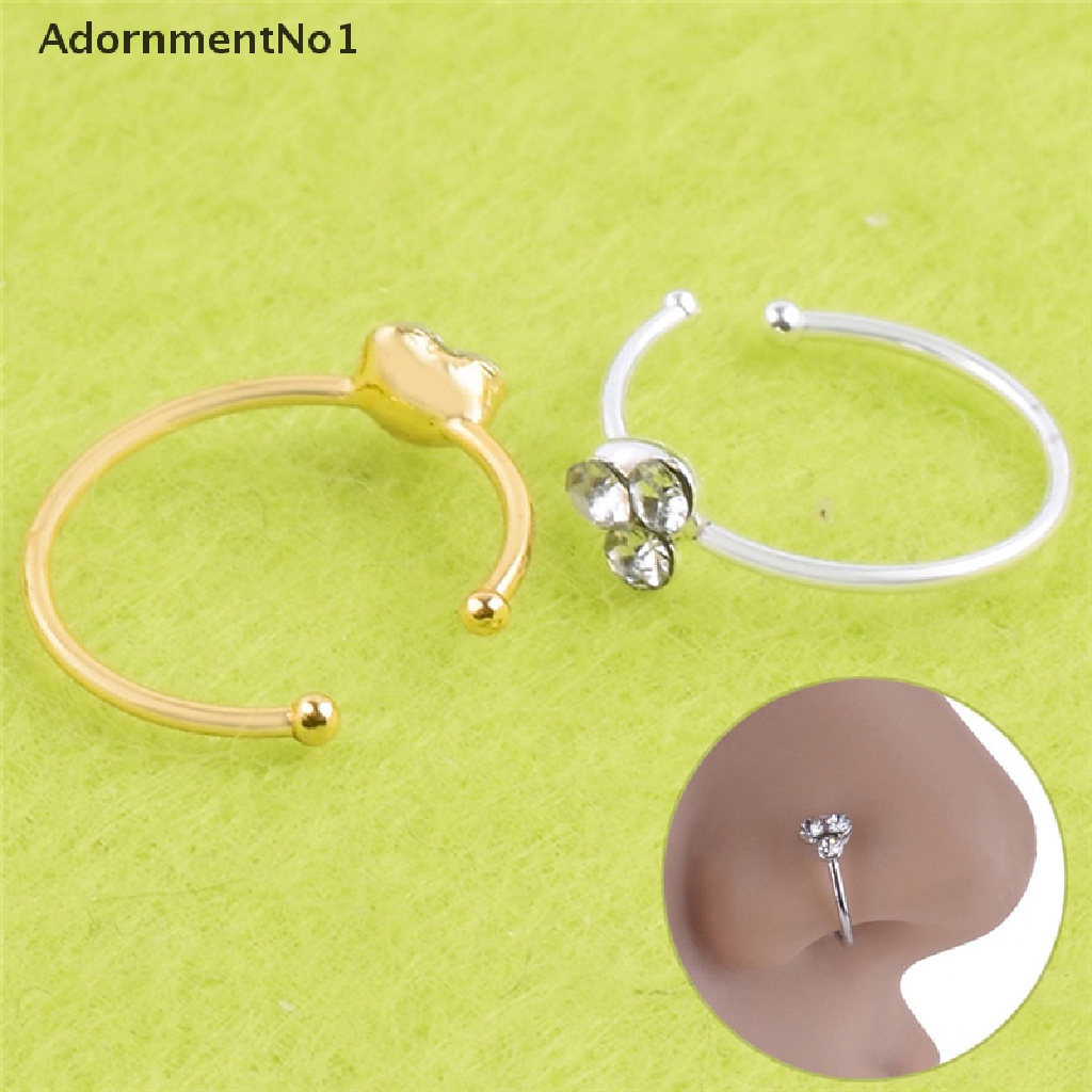 (AdornmentNo1) Cincin Tindik Hidung Bahan Surgical Steel Hias Kristal / Berlian Imitasi Untuk Wanita