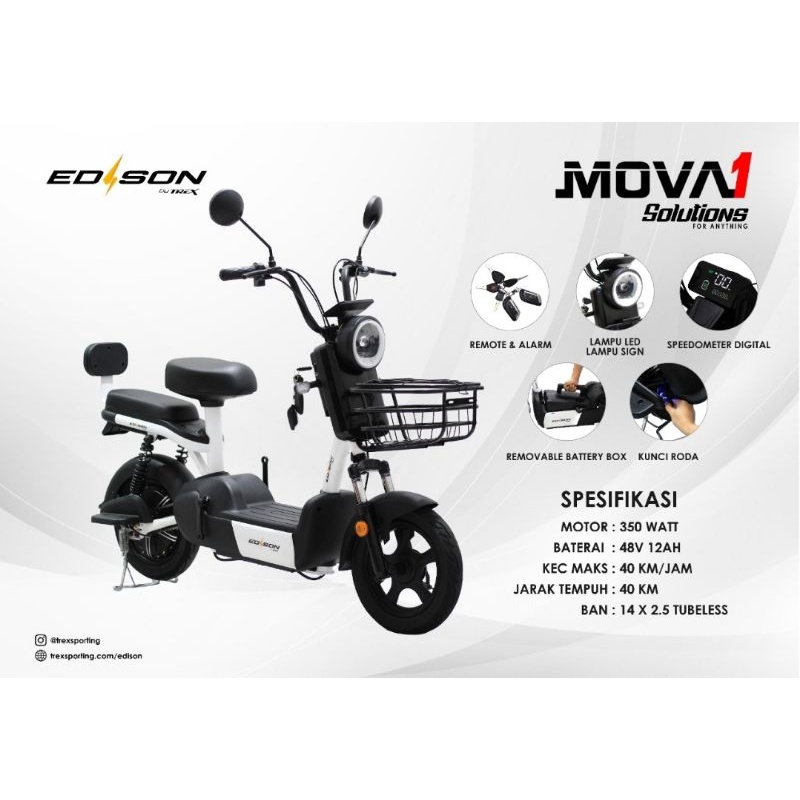 Ready Stock Sepeda Listrik 14 inch Electric Bike Edison Mova1 Trex Mova 1 bicycle