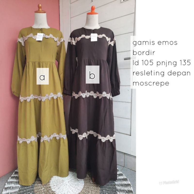 Gamis emos bordir ori