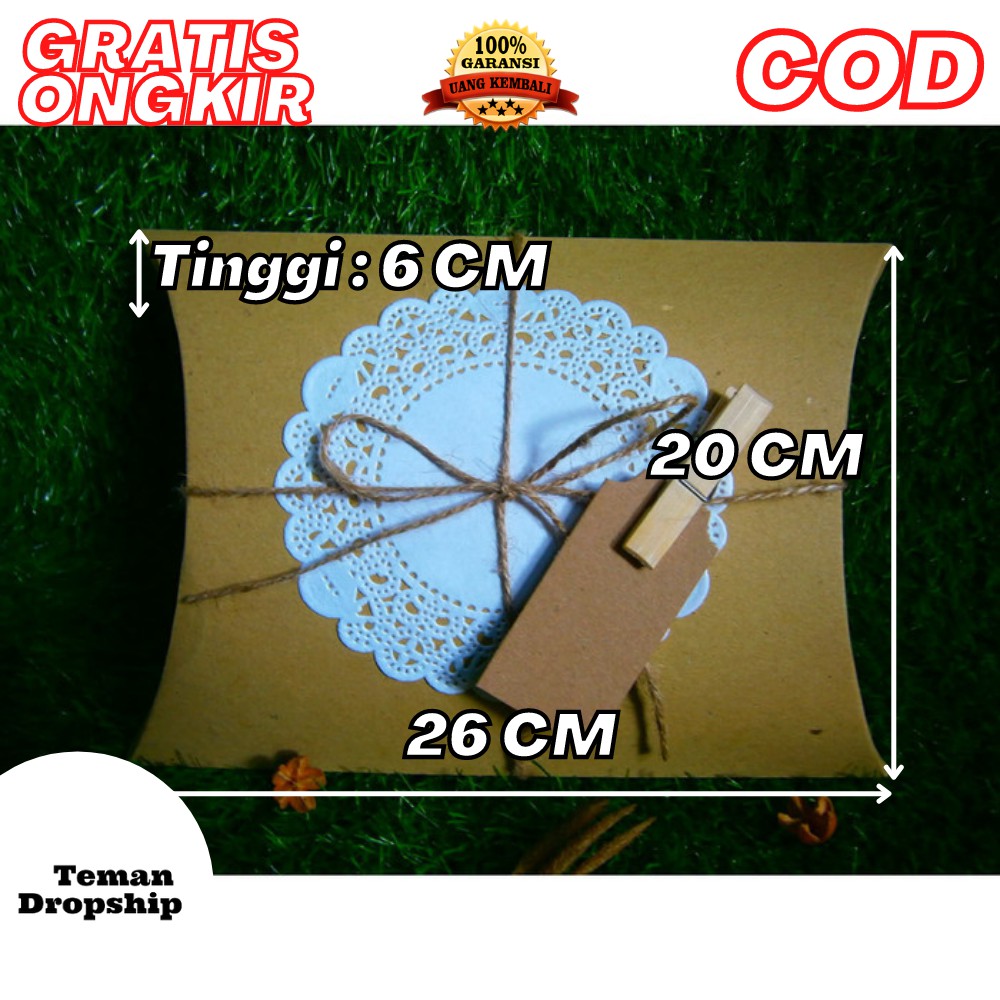 

KARDUS HAMPERS PAKET LENGKAP PILLOW BOX KADO KOTAK KADO SIZE 26 X 20 X 6 CM