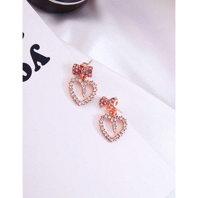 LRC Anting Tusuk Fashion Gold Diamond-shaped Heart-shaped S925 Sterling Silver Detachable Earrings