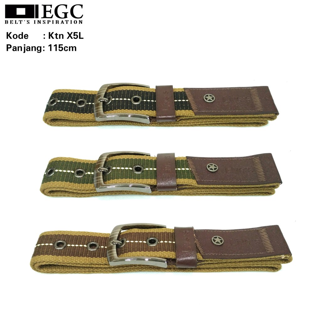 Ikat Pinggang Pria Asli Gesper Katun Laki Cowok Cowo Belt Impor Import Ori Sabuk Polos - KT-X5L