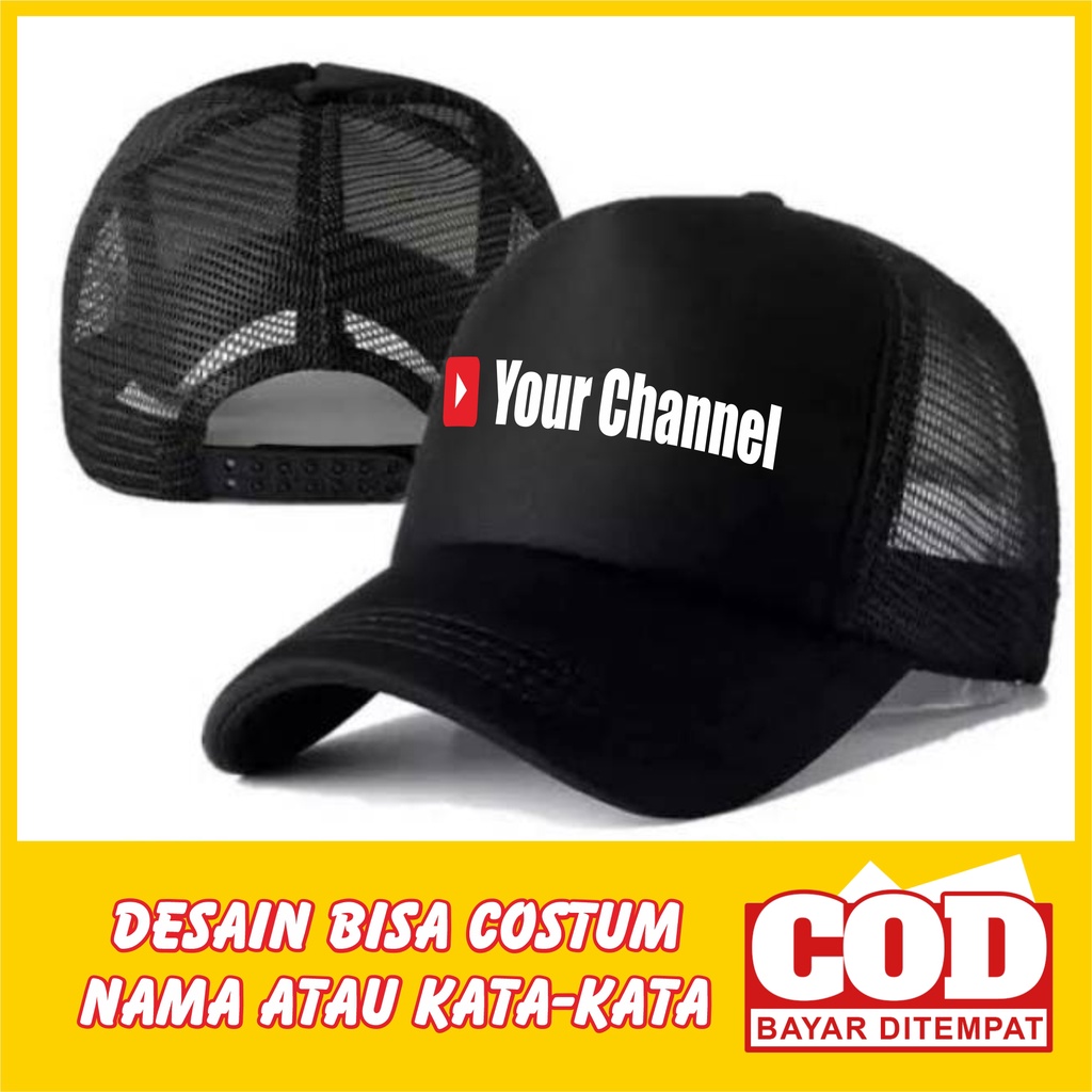 Topi Costum Kata-kata Chanel Youtube Sablon Topi Satuan Topi Trucker Jaring Dewasa