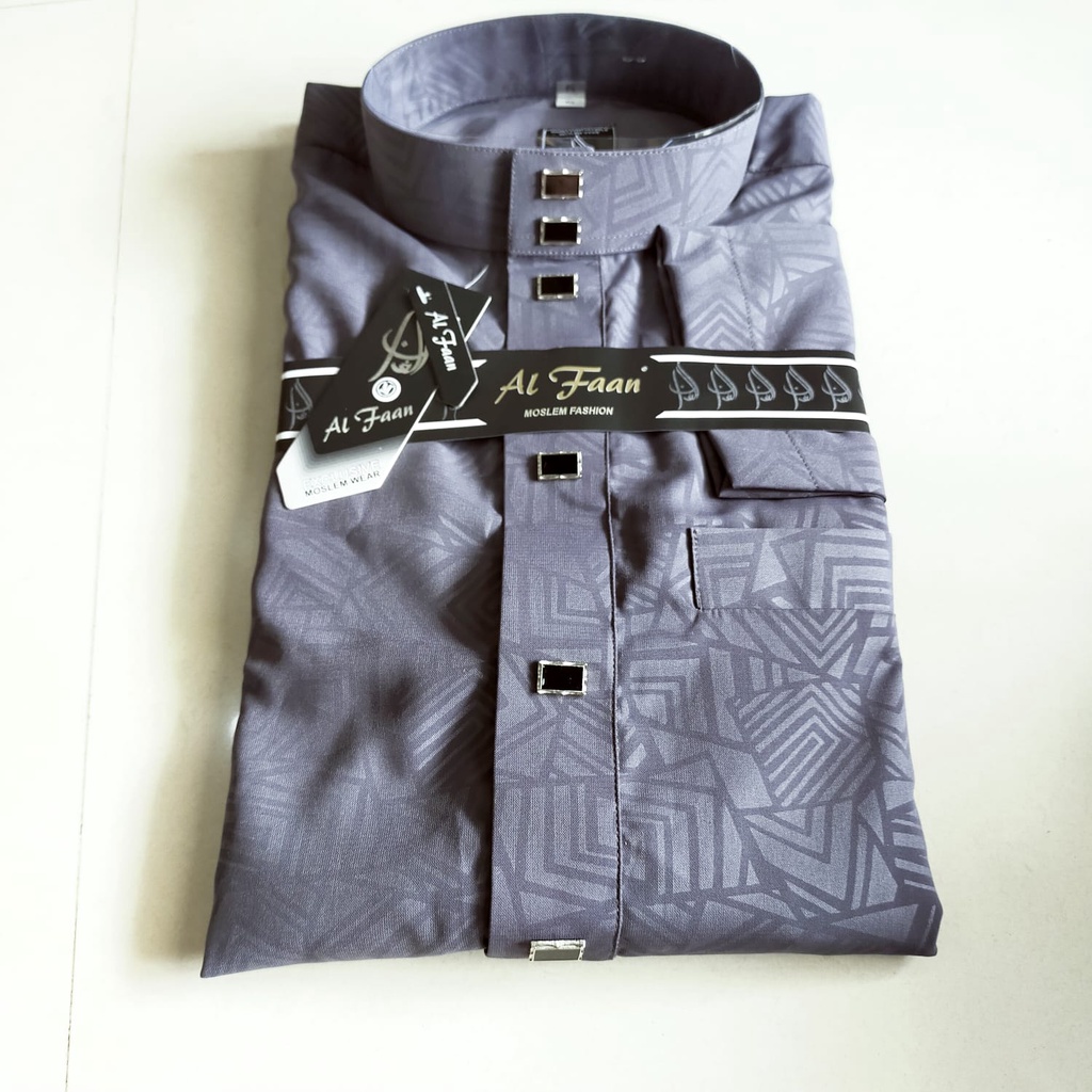 Jubah Gamis Pria Oblong Jubah muslim Gamis Pria Motif Emboss-ABU ABU