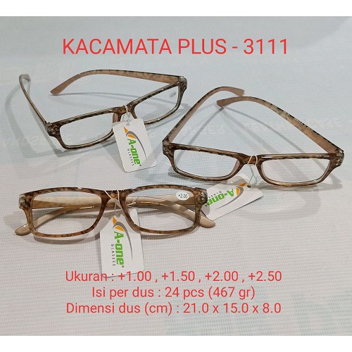 Kacamata Baca Plus (+) 3111 Pria / Wanita +1.00, +1.50, +2.00, +2.5