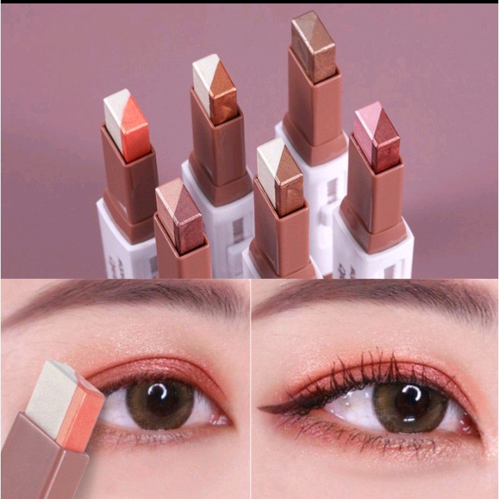 Eyeshadow instant 2 warna pallete stik nude color