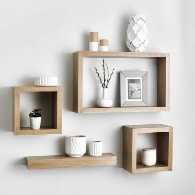 TERMURAH RAK PENYIMPANAN DEKORASI DINDING CANTIK KOTAK KAYU JATI