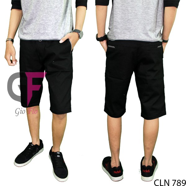 GIOFLO Celana Pendek Distro Pria Chino Casual Polos Modis Hitam / CLN 789