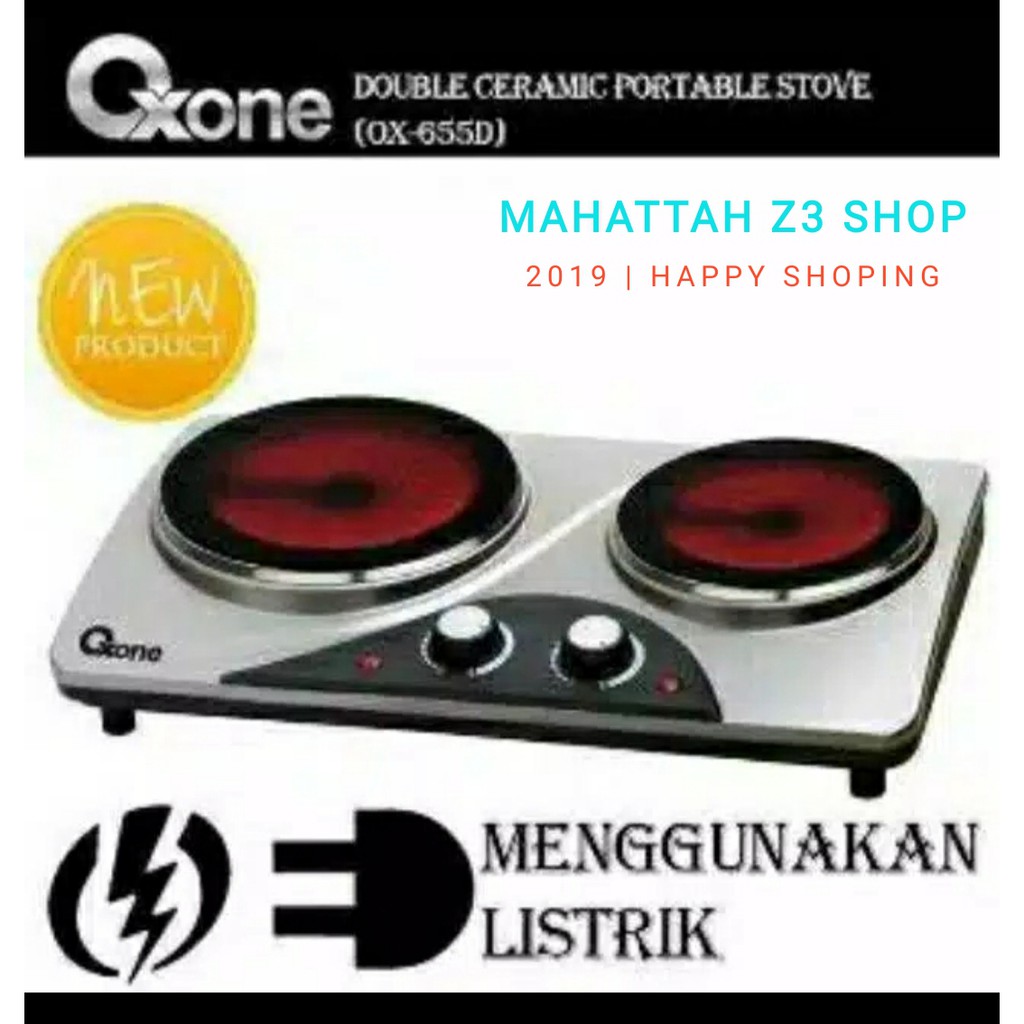 OXONE Kompor Listrik Double Keramik / Portable Stove 2 Tungku/Kompor Listrik 2 Tungku/ Original