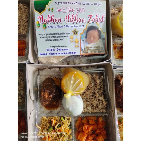 

label nama bayi untuk box makanan art paper acara aqiqah dan lainnya