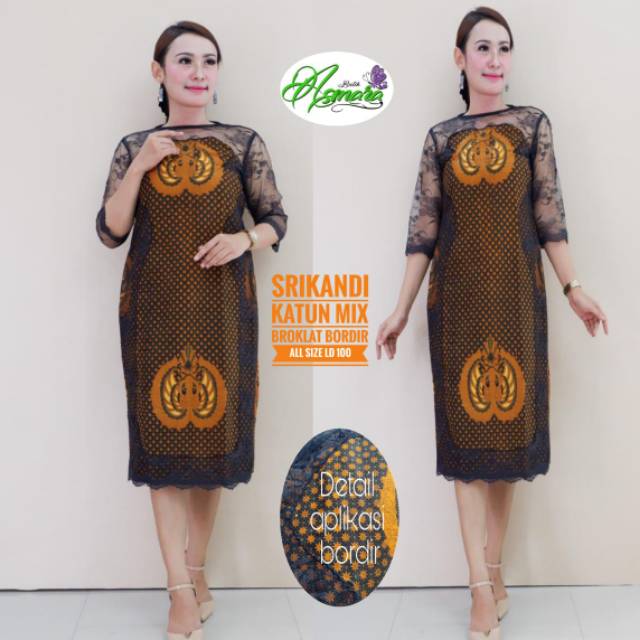 Dress batik pendek dress batik pesta dress kondangan dress batik mix broklat Srikandi