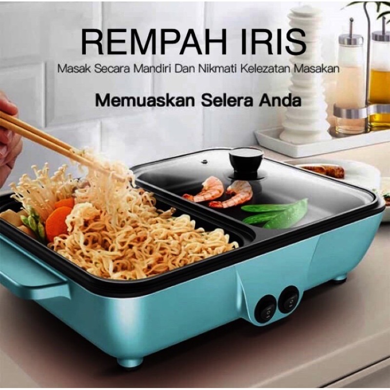 [HOT POT STEAMBOAT GRILL PAN] Alat pemanggang multifungsi pengorengan Bbq Grill Suki Pan