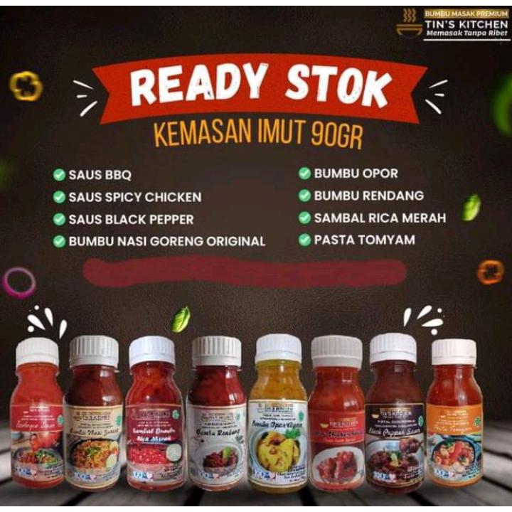 

Bumbu Nasi Goreng Tomyam Barbeque Ayam Spicy Rica Merah Blackpepper Opor Rendang 90gr Tins Kitchen Best Price