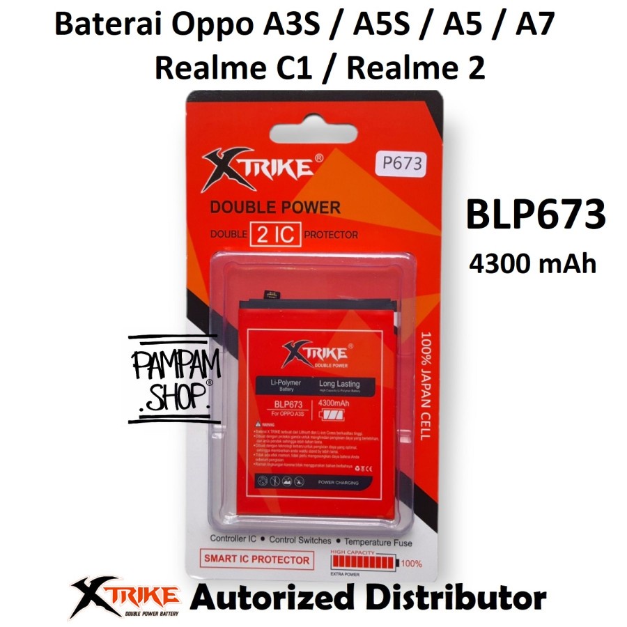 Baterai XTRIKE Double Power Original BLP673 Realme 2 C1 Batre Batrai Battery HP Handphone Ori BLP 673