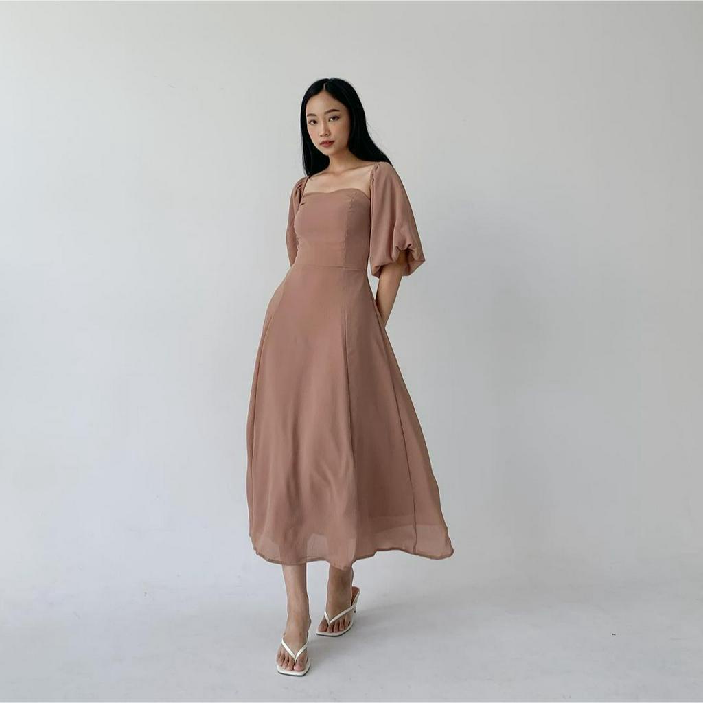 FELICIA BRIDESMAID IN CHOCO MALT - PROM NIGHT GOWN - DRESS SEXY KOREA WARNA COKLAT - MIDI DRESS KONDANGAN - DRESS PESTA SEXY MEWAH - WEDDING DRESS - DRESS PAGER AYU - HADIAH / KADO ULTAH CEWEK