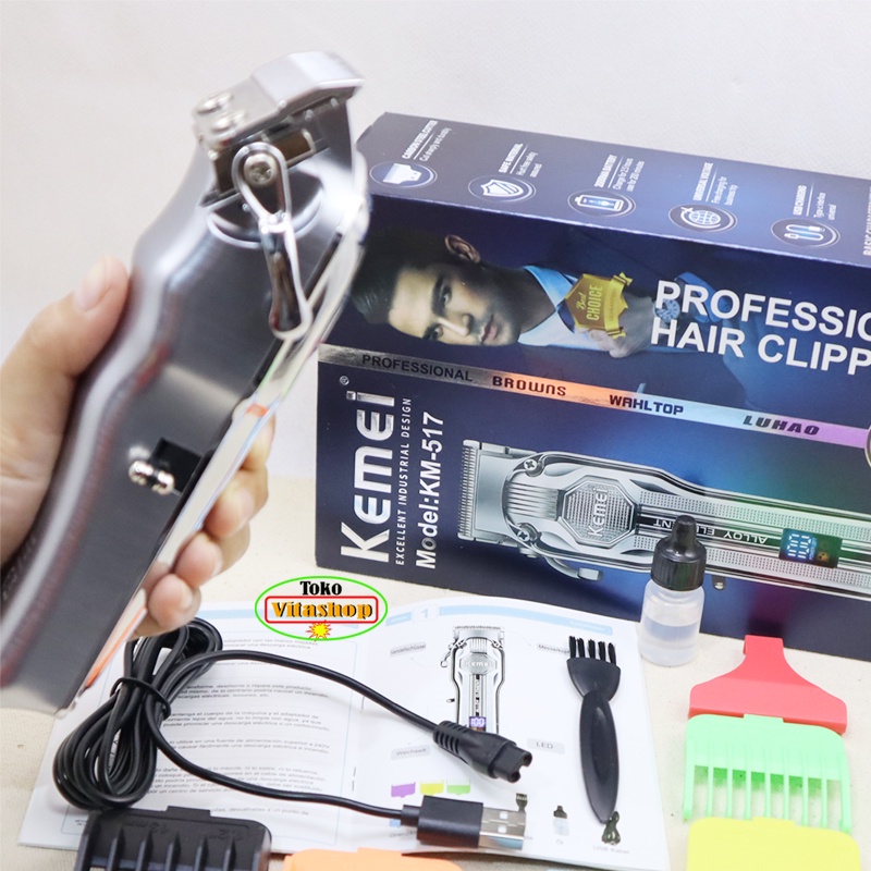 ALAT CUKUR RAMBUT KEMEI KM-517 SILVER HAIR CLIPPER MESIN POTONG RAMBUT