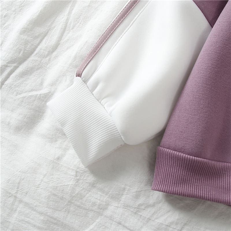 Vallina Zippy Stripe Hoodie Pullover Premium Sweat Fleece Tebal Sweater Wanita Korean Style-3