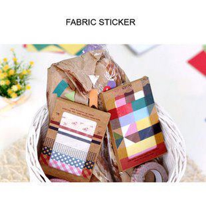 

sticker fabric berbagai pattern motif jual perpack isi 28pcs untuk journaling sracpboking dekorasi dll