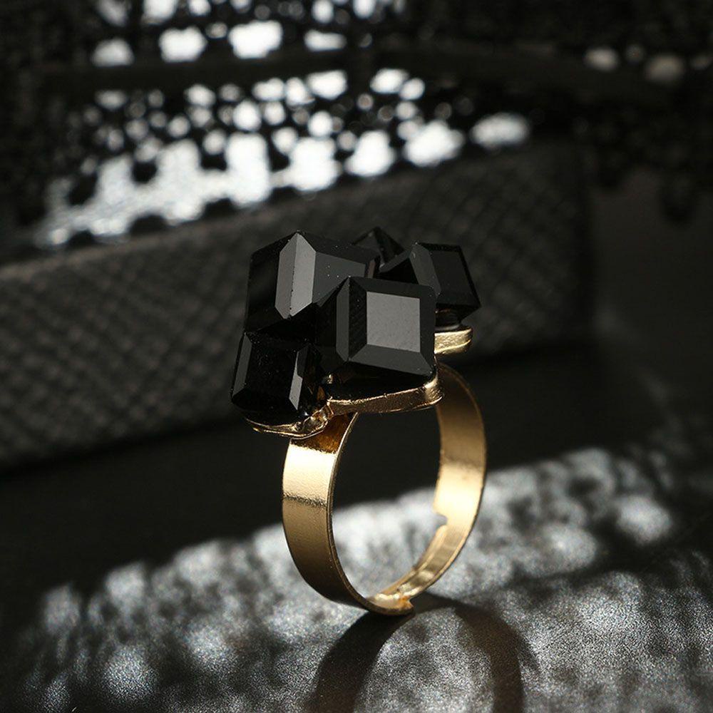 Needway Finger Ring Punk Untuk Wanita Midi Rings Opening Knuckle Finger Black Simple Jewelry