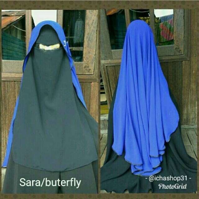 Cadar dua warna / cadar butterfly / cadar yaman / niqab long