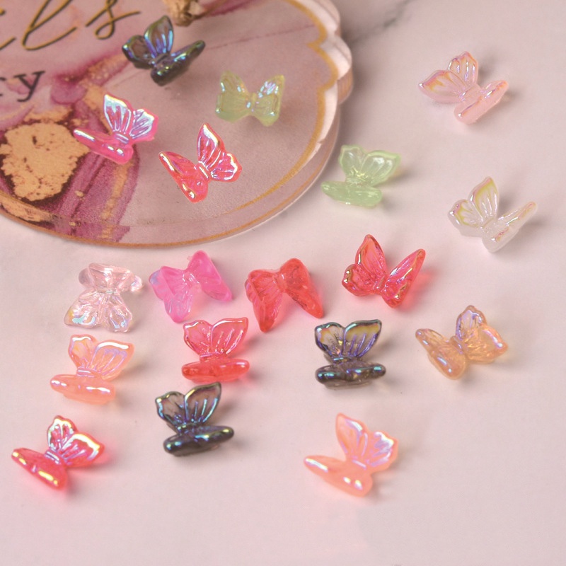 50pcs Butterfly Warna-Warni Ukuran 65mm Untuk Aksesoris Nail Art Diy