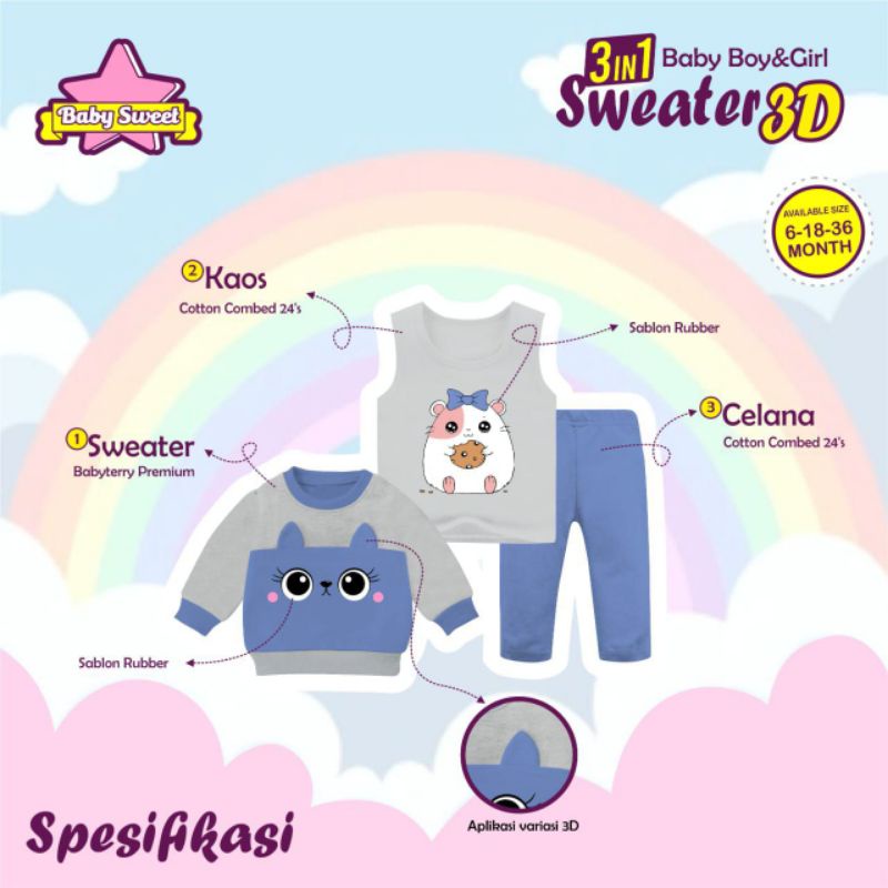 Afsheenastore Sweater Anak 3D 3in1 By Baby Sweet